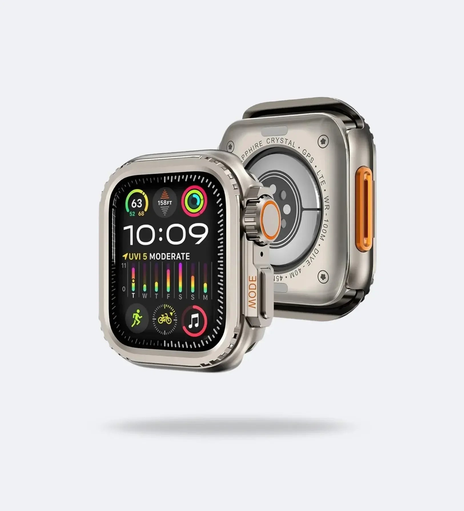 Apple Watch Ultra Converter Case Cover – Instantly Transform 44/45/46mm into Ultra Look - Natural Titanium
